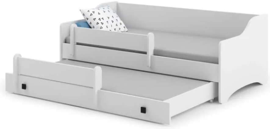Cama infantil dupla branca Erik II 160x80 - puxador preto - colchão e estrado incluído
