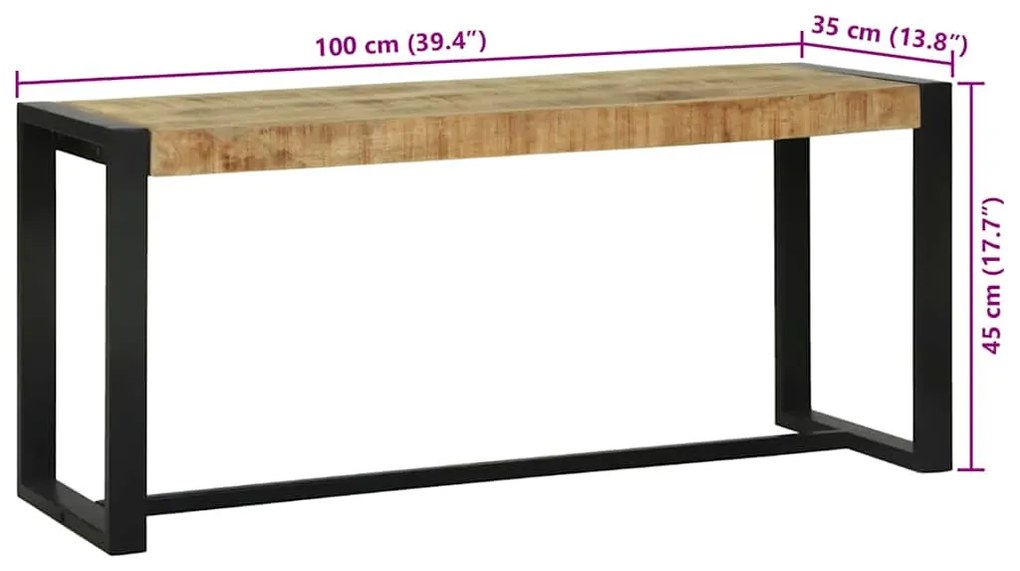 Banco 100x35x45 cm Madeira maciça de mangueira
