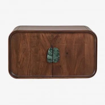 Conjunto De Móvel De Casa De Banho Em Madeira De Manga E Pedra Natural Kivalina Mármore Verde Udaipur - Madeira De Manga Escura - Sklum