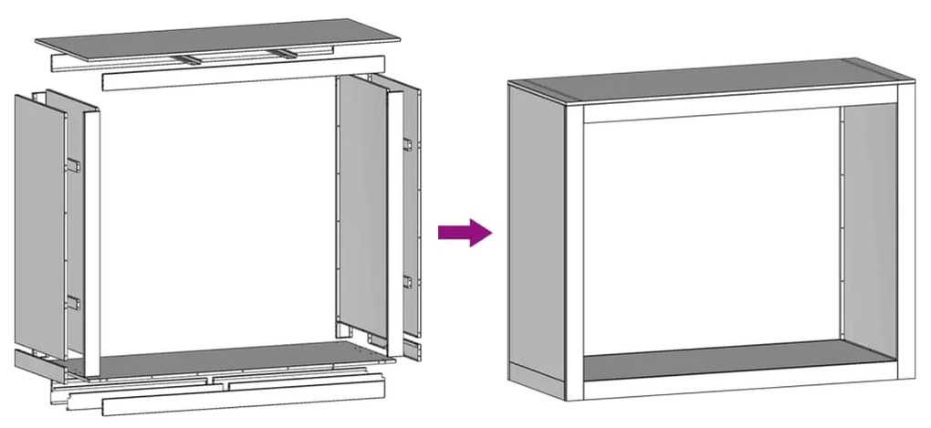 Suporte para lenha 100x40x80 cm aço galvanizado