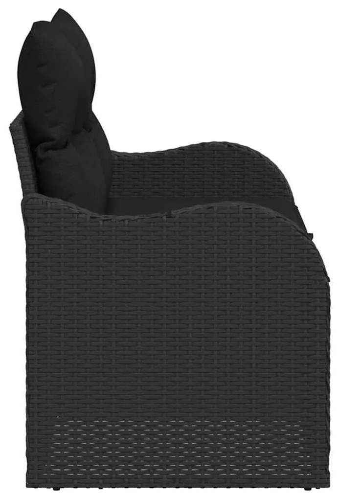 Sofá de Jardim 2 Lugares com Almofadas VidaXL Preto Rattan