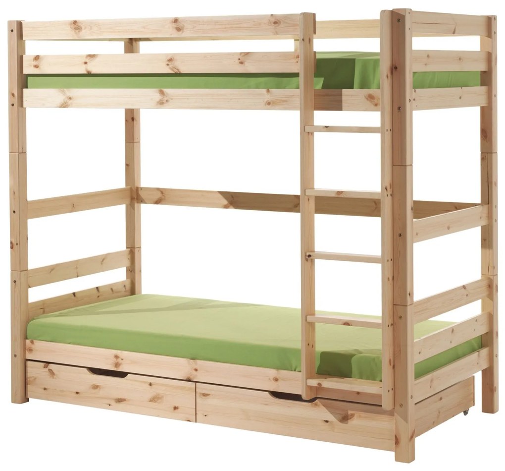 Beliche infantil PINO Altura 180 cm (90 x 200 Cm) + estrado + 2 gavetas Inferior Natural