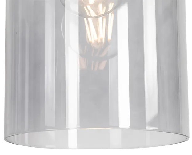 Candeeiro de suspensão vintage preto com vidro fumê - Vidra