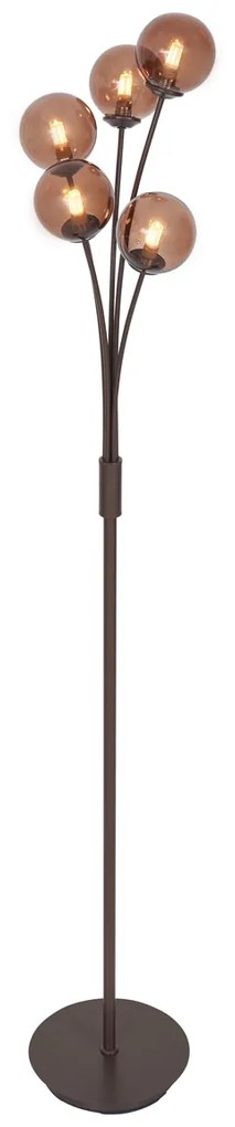 Candeeiro de pé de design bronze com vidro bronze 5 luzes - Athens Design