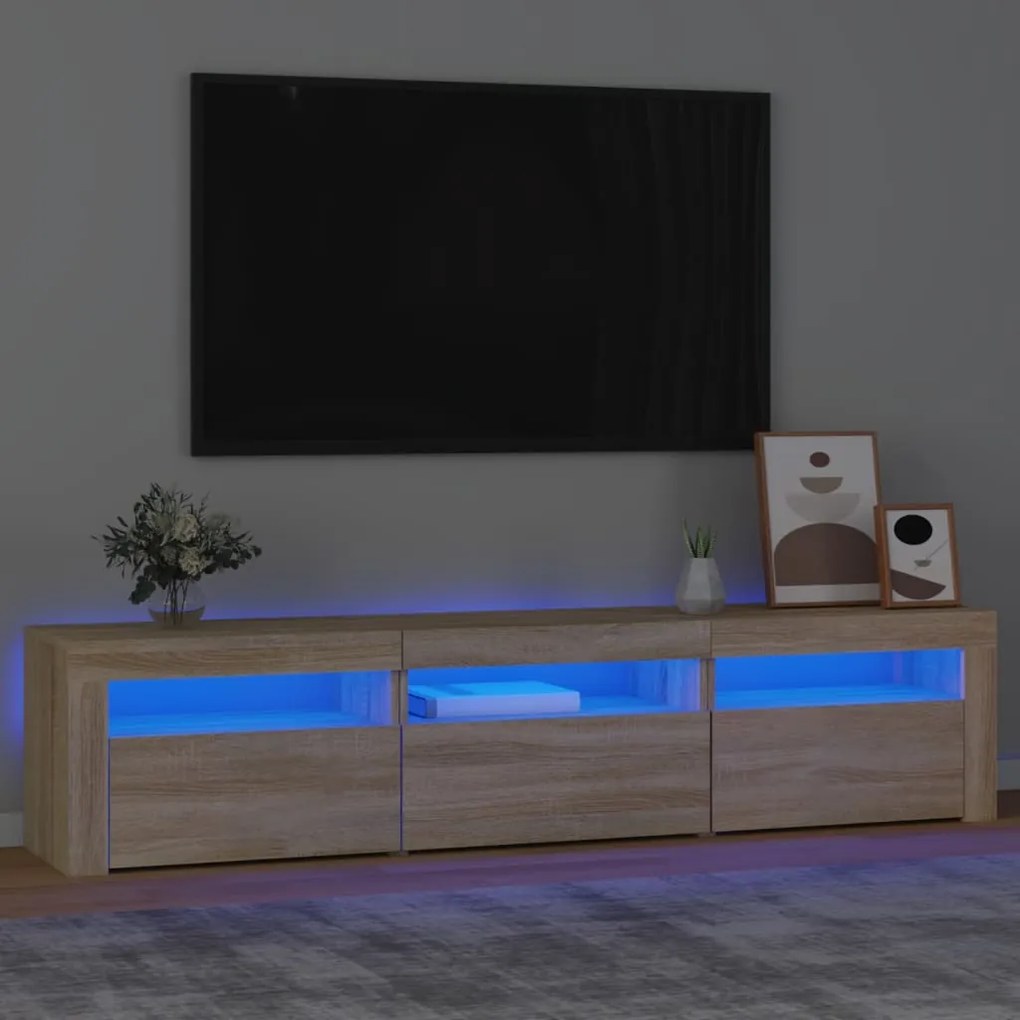 Móvel de TV com luzes LED 180x35x40 cm carvalho sonoma