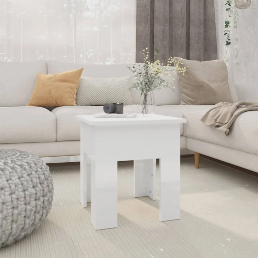 vidaXL Mesa de centro 40x40x42cm derivados de madeira branco brilhante
