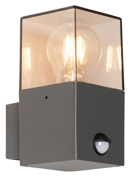 Candeeiro de parede exterior cinzento escuro com sensor de movimento IP44 - Denmark