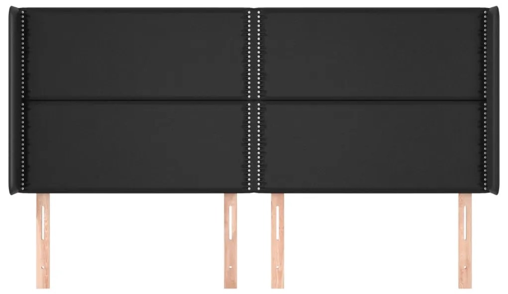 Cabeceira de cama c/ abas couro artif. 183x16x118/128 cm preto