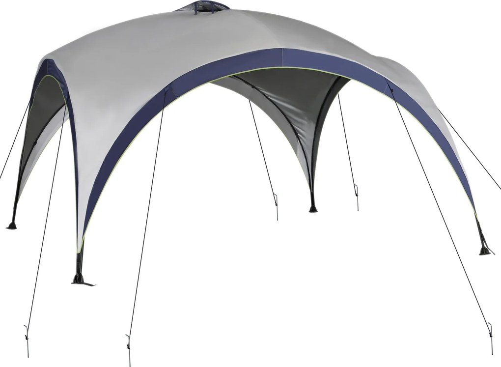 Outsunny Pavilhão de Jardim Tenda de Jardim Tenda para Festa Proteção Solar resistente às intempéries Estrutura metálica + Poliéster Creme branco + Azul 4 x 4 x 2,5 m | Aosom Portugal