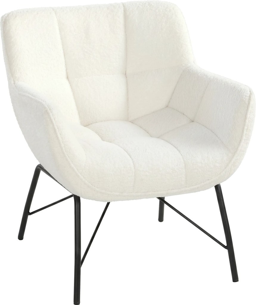 HOMCOM Poltrona de destaque moderna, Poltrona Sherpa-Fleece com encosto curvo, apoios de braço integrados, pés de metal, Creme branco | Aosom Portugal