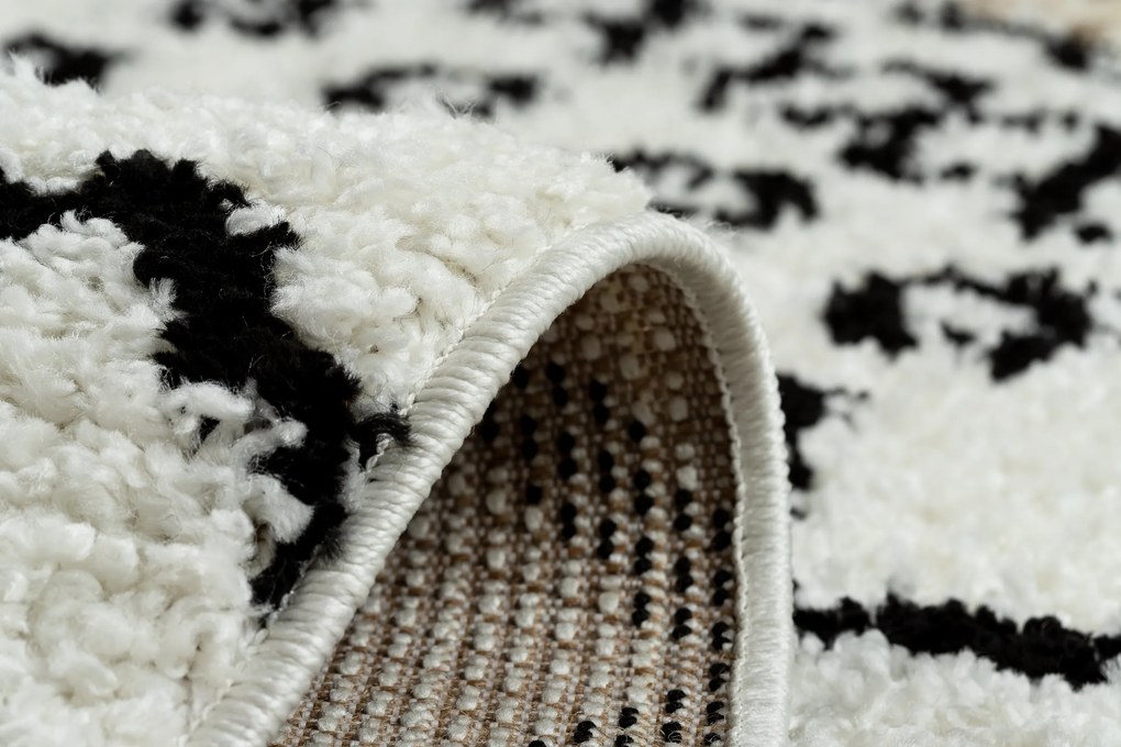 Tapete PROMO BERBER SAFI N9040 branco/preto Franjas berbere marroquino shaggy