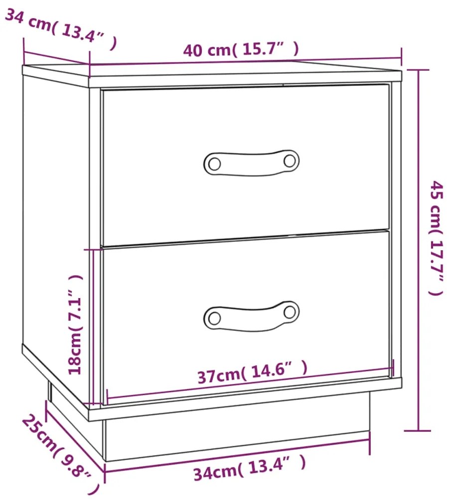 Mesas de cabeceira 2 pcs 40x34x45 cm pinho maciço branco