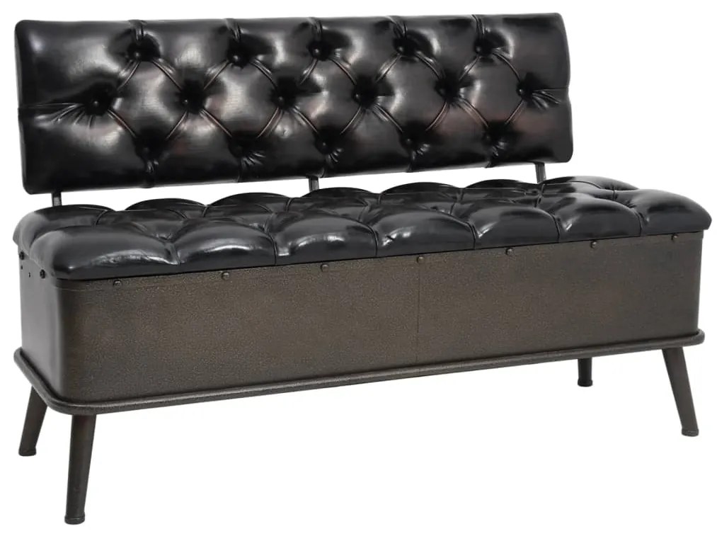vidaXL Banco de arrumação com encosto 110 cm couro artificial preto
