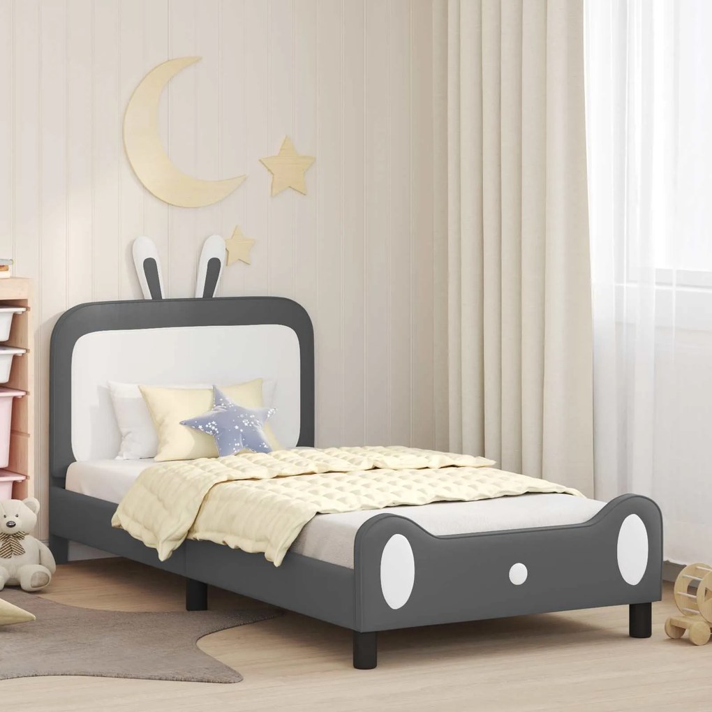 vidaXL Estrutura de Cama Infantil com Cabeceira Cinzento-claro PU