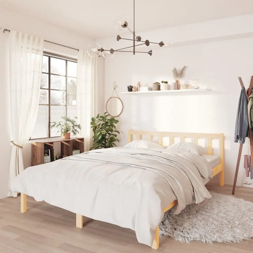 vidaXL Estrutura de cama 140x200 cm pinho maciço