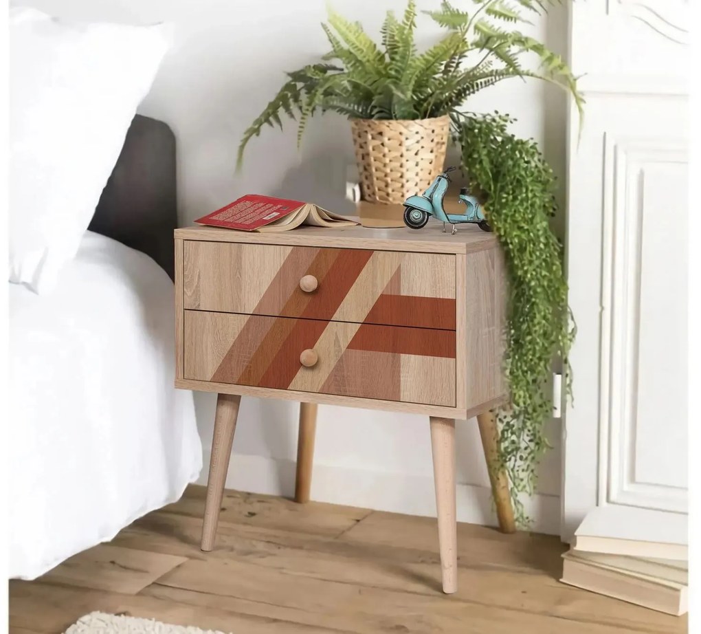 Mesa de Cabeceira City Two – Multicolor – 60x61x40 cm