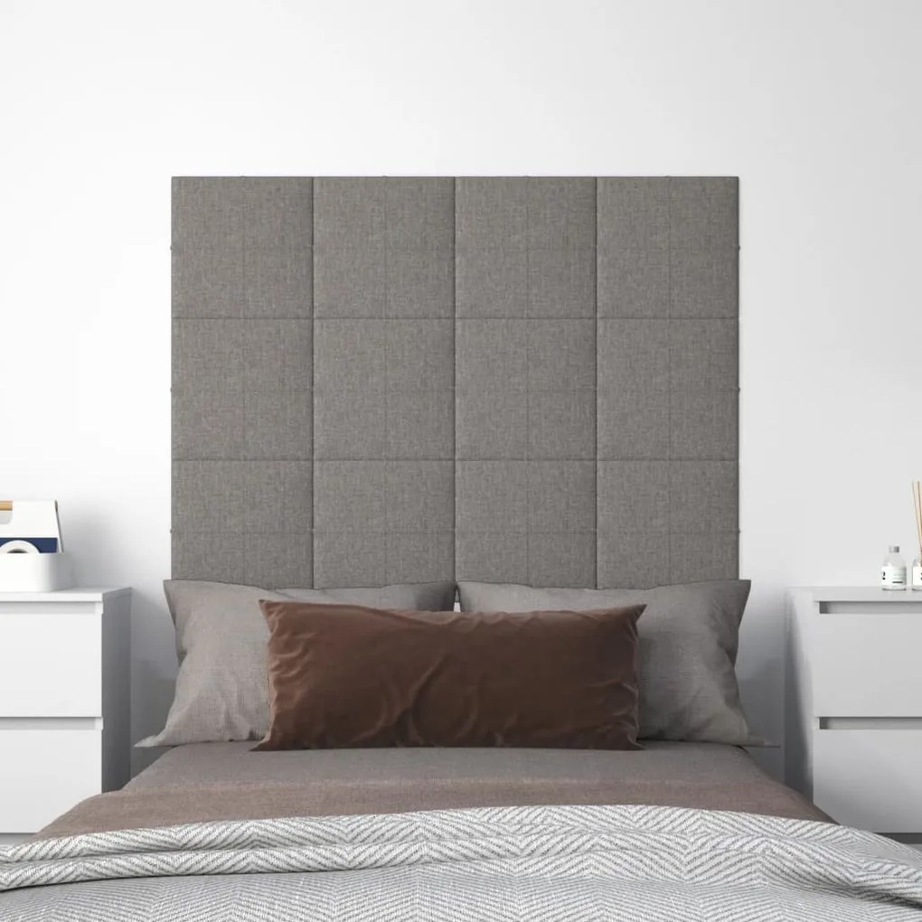 vidaXL Painel de parede 12 pcs 30x30 cm tecido 1,08 m² cor cinza-claro