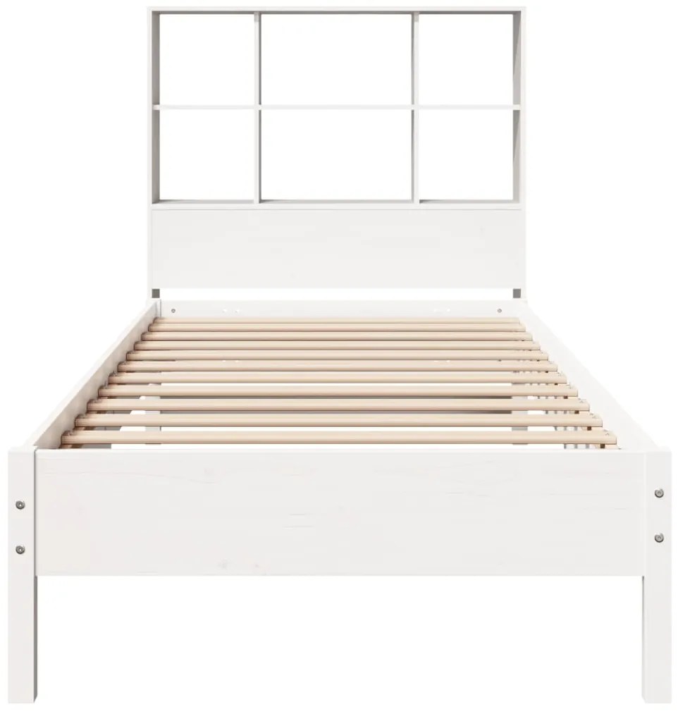 Cama com estante sem colchão 100x200 cm pinho maciço branco