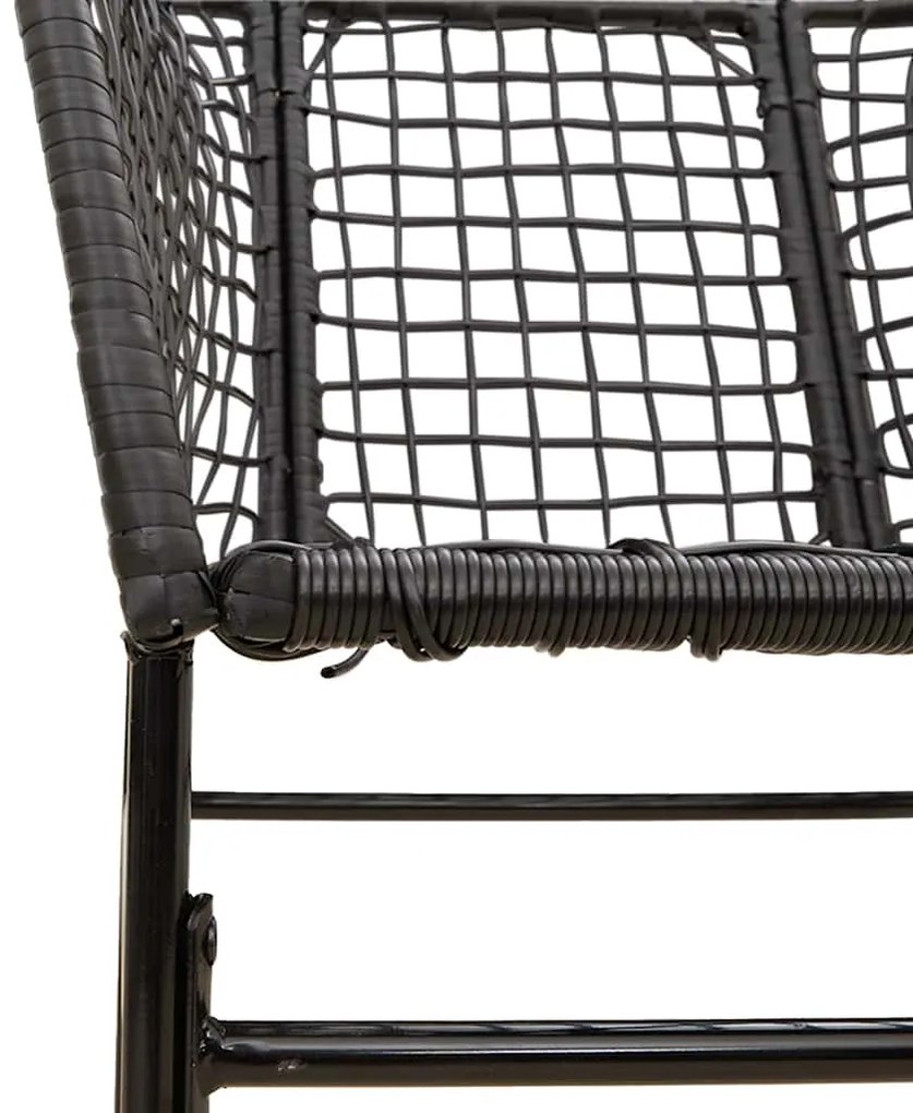 3 pcs conjunto de jantar para jardim vime PE vidro preto
