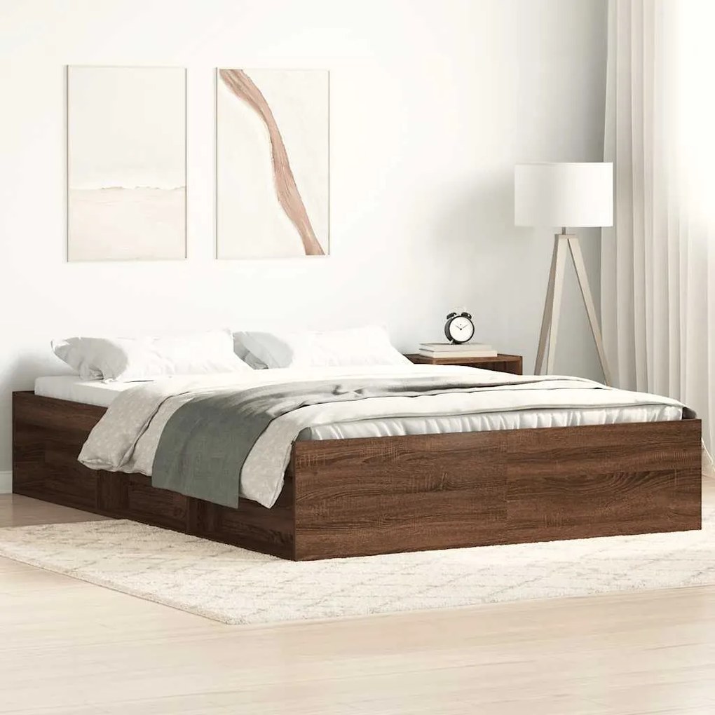 Estrutura de cama 140x200 cm carvalho castanho