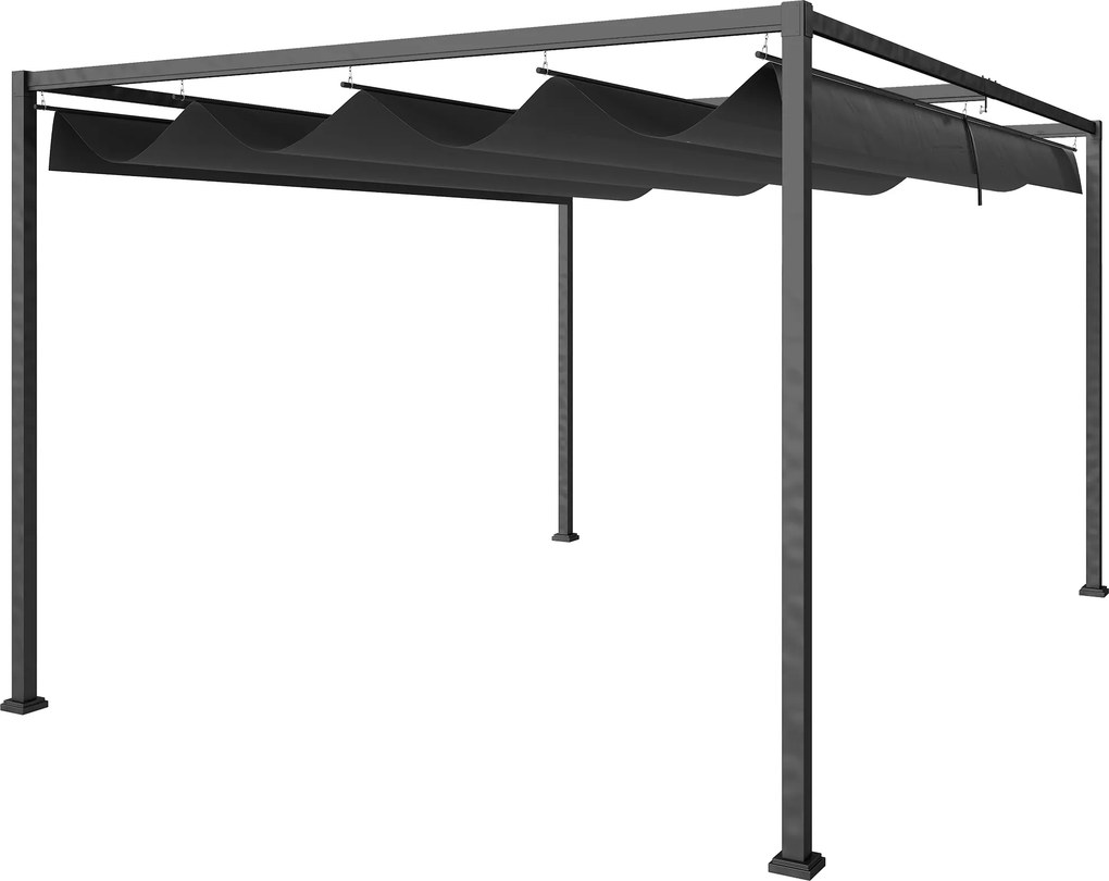 Outsunny Pérgola aprox. 3x2 m Pavilhão de Jardim Cobertura para Terraço Metal Pavilhão de Jardim Independente com Teto Ajustável, Proteção UV, Proteção Solar para Terraço e Jardim, Preto+Cinza | Aosom Portugal