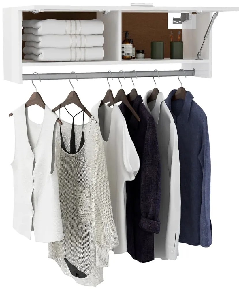 Roupeiro 100x32,5x35 cm derivados de madeira branco brilhante