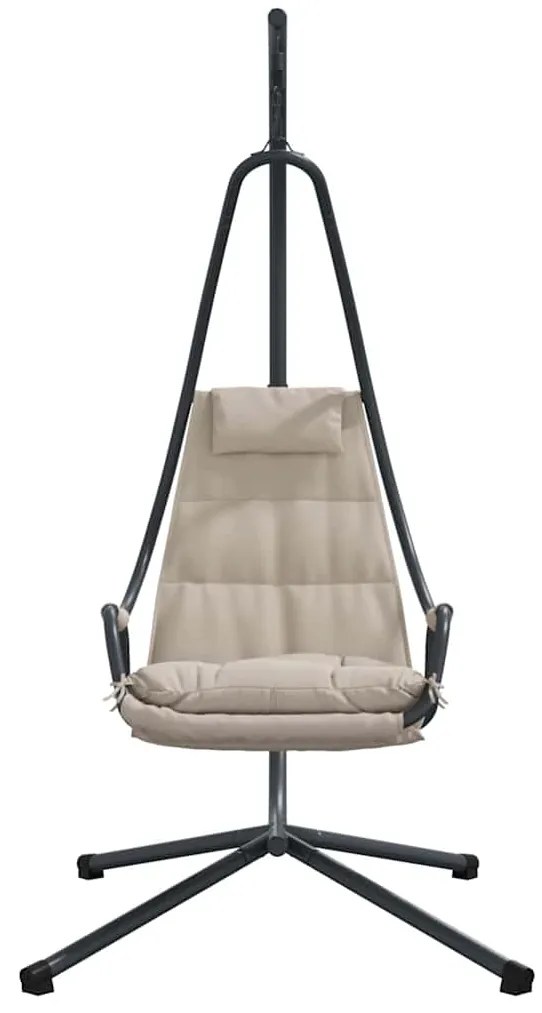 Cadeira Suspensa com Suporte e Almofada Taupe de Aço