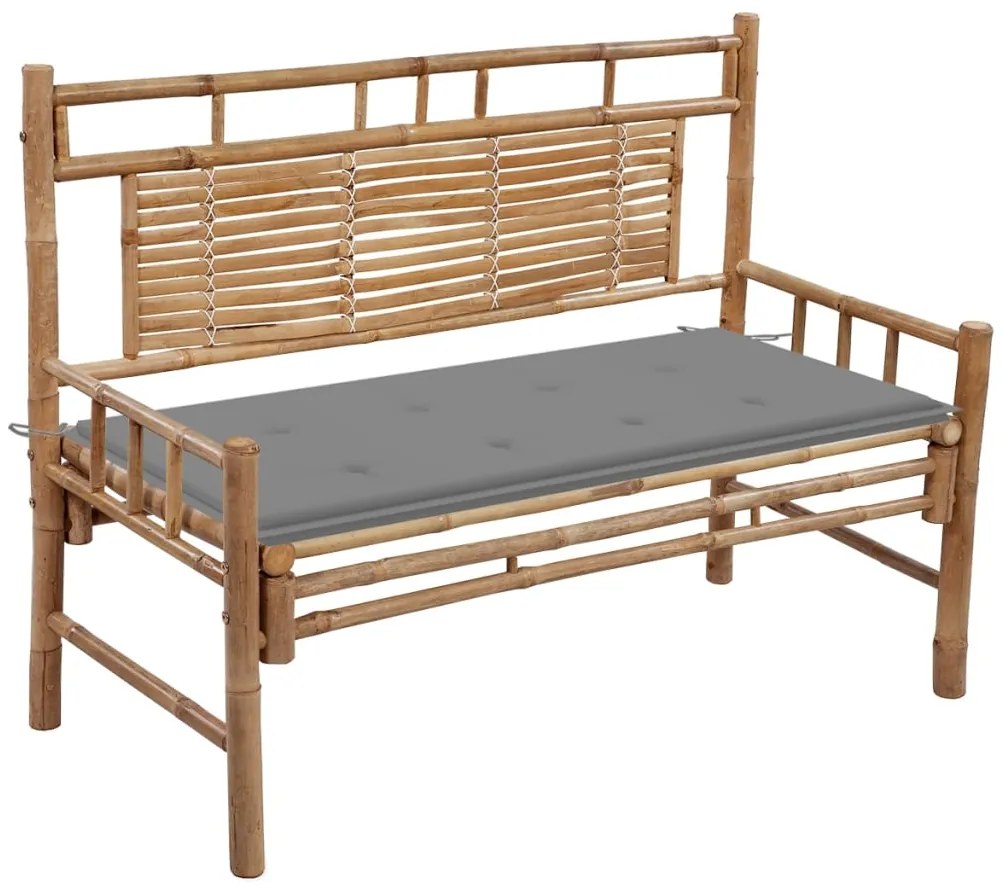 vidaXL Banco de jardim com almofadão 120 cm bambu