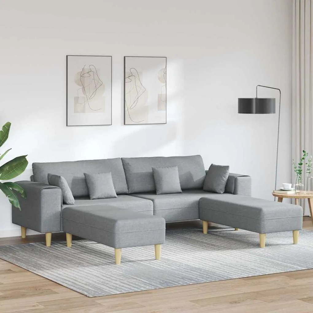 vidaXL Sofá de Tecido com almofada Cinzento-claro 208 cm tecido