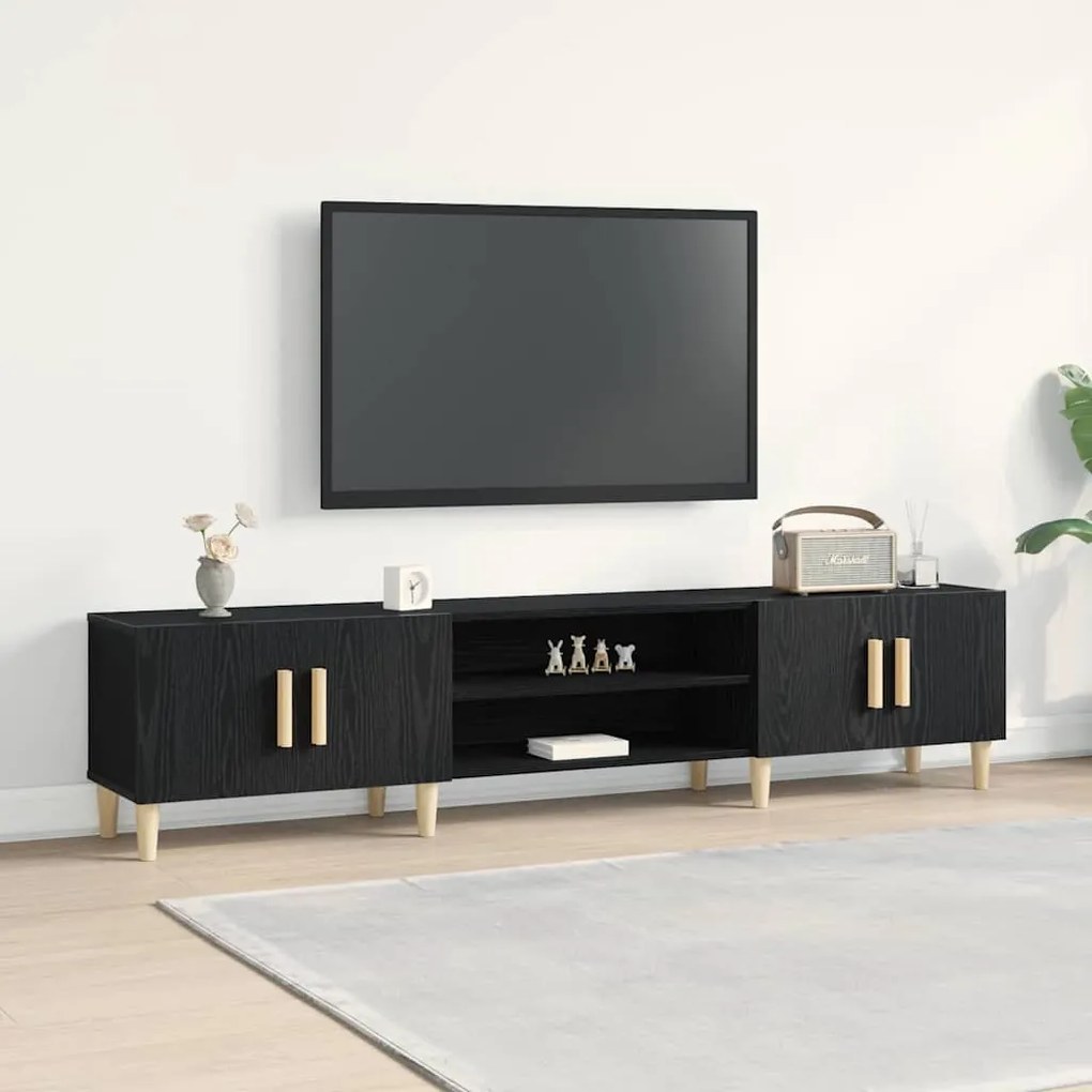 Cabinet de TV vidaXL Preto Carvalho 180x31,5x40 cm Madeira Derivada