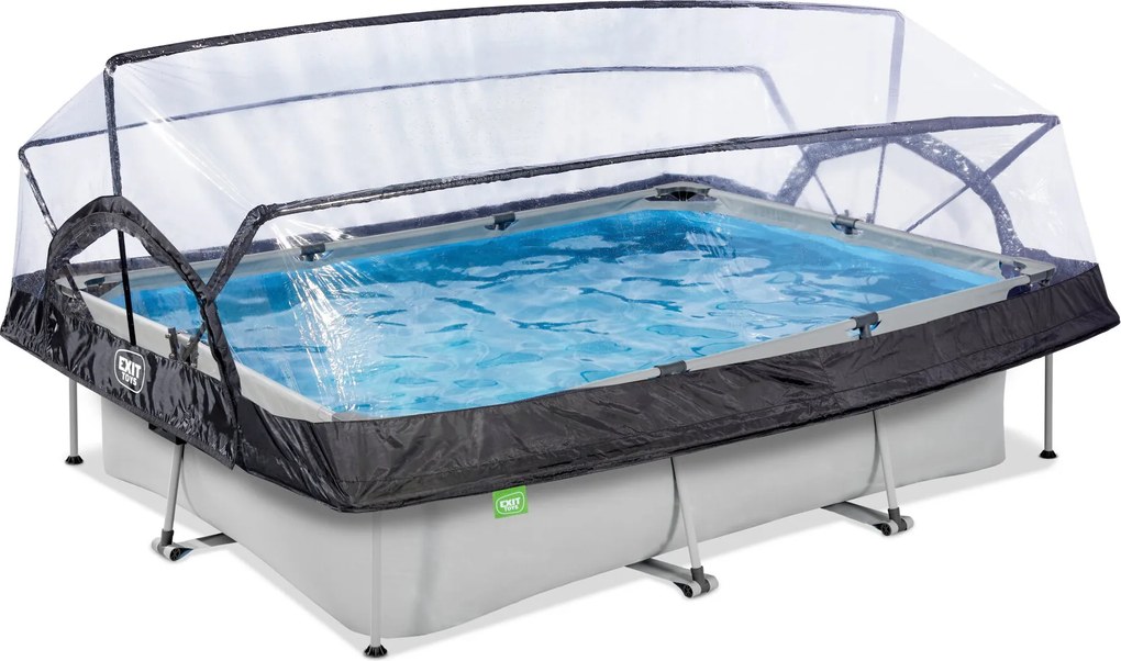 Piscina retangular Soft Grey 300 x 200 x 65 cm com bomba de filtragem e cobertura - cinzenta