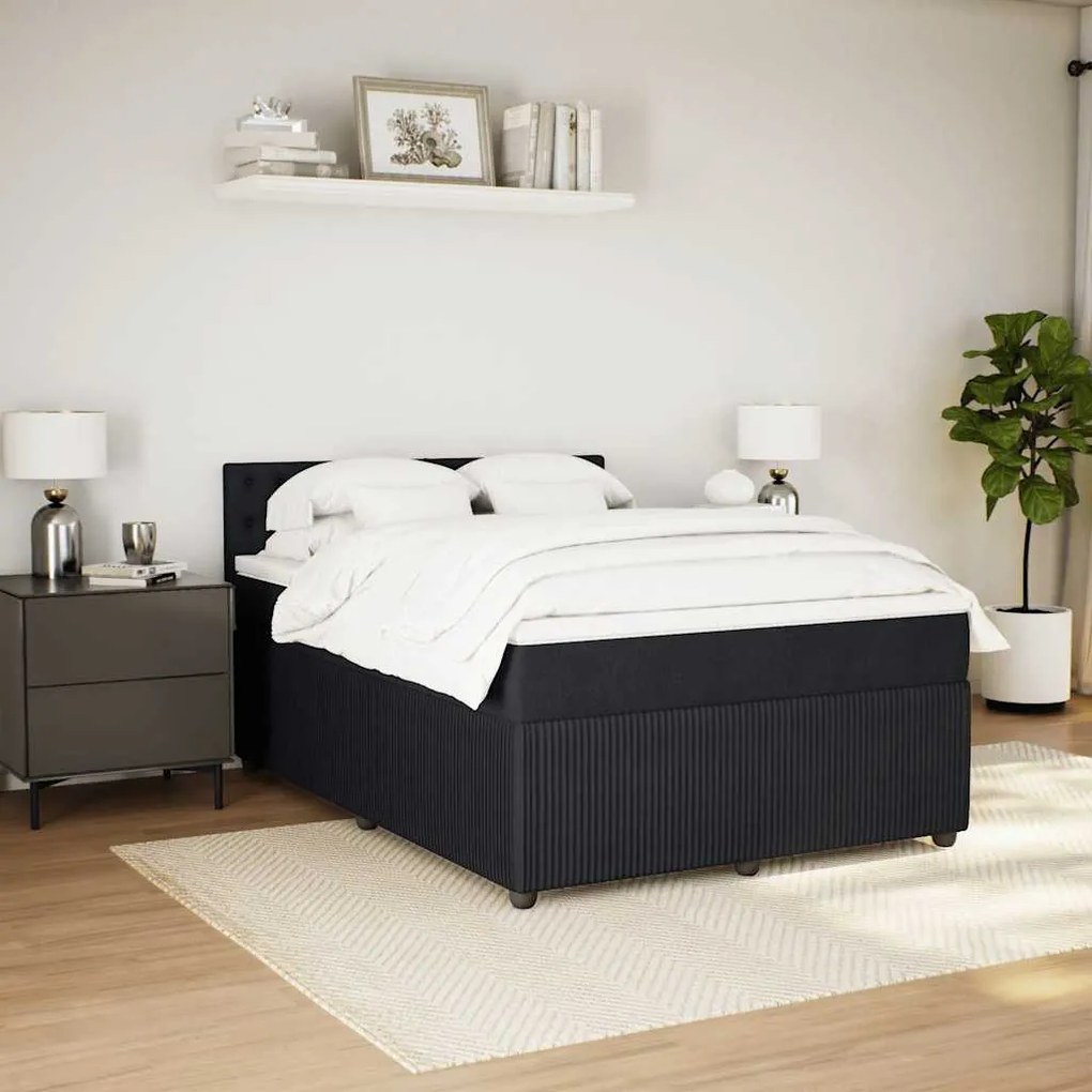 Cama com molas/colchão 140x190 cm veludo preto