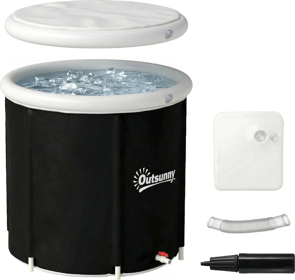 Outsunny Banheira de Gelo 280 L Insuflável Portátil para Recuperação de Atletas com Tampa e Bomba Ø78x71 cm | Aosom Portugal