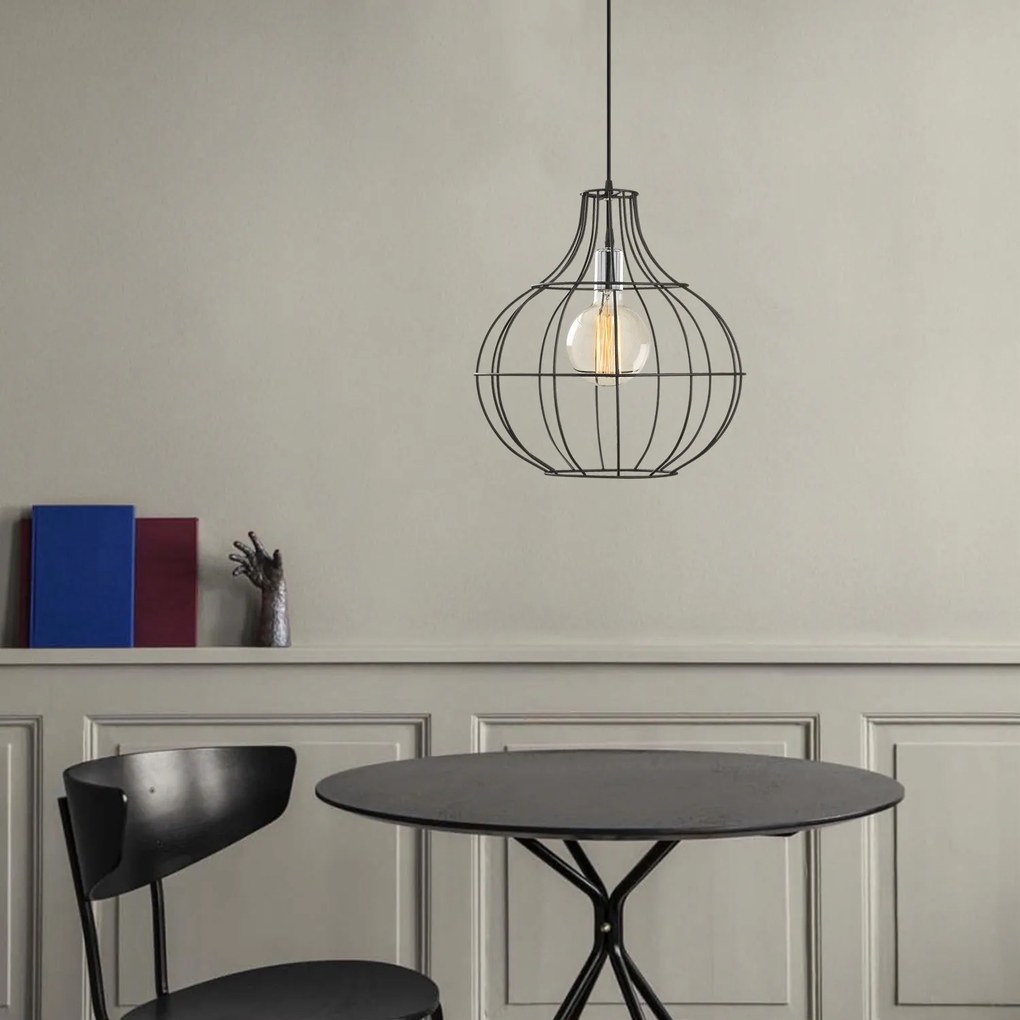 Chandelier Tel – Preto – 40 cm de diâmetro, 141 cm de altura