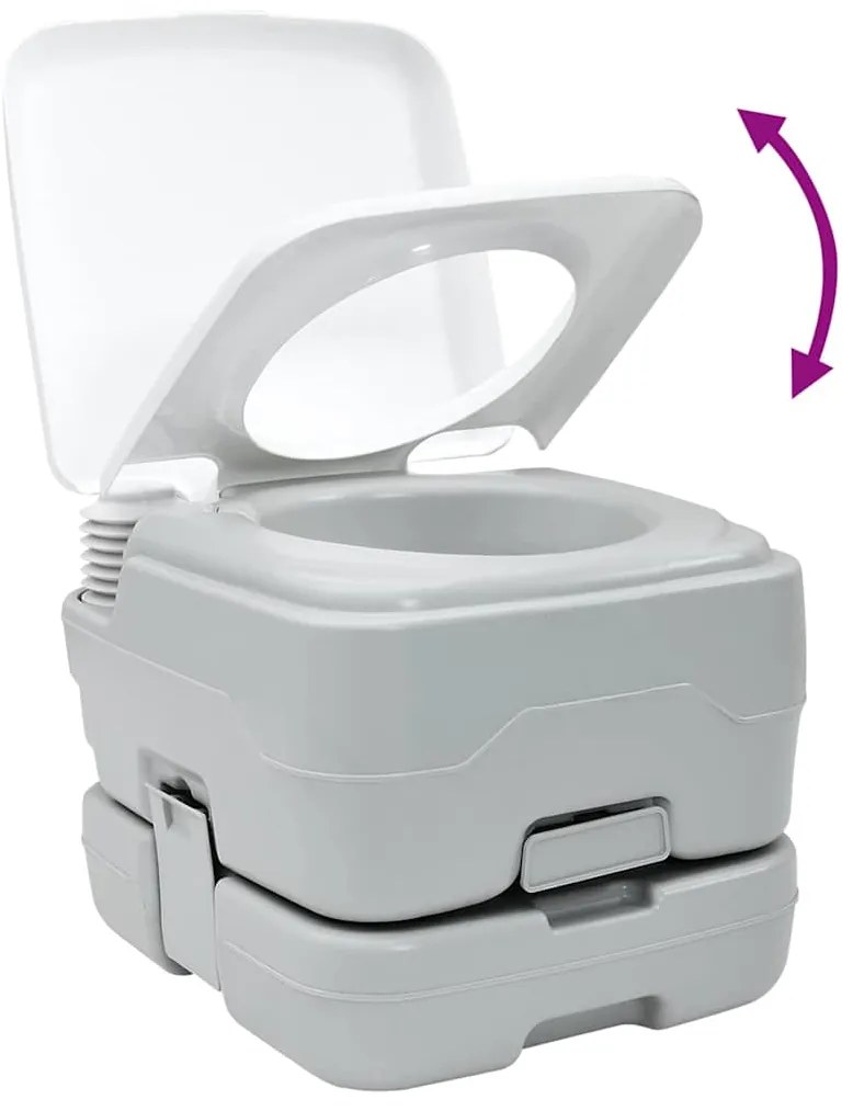 Vaso Sanitário Portátil vidaXL Cinza e Branco em Plástico 10 L