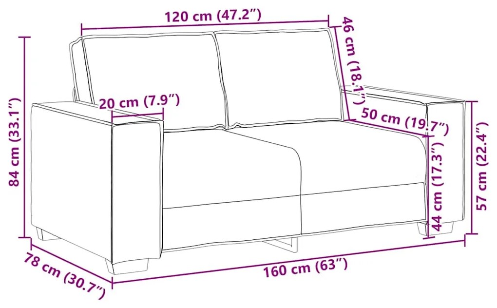 Sofá de 2 lugares veludo 120 cm amarelo