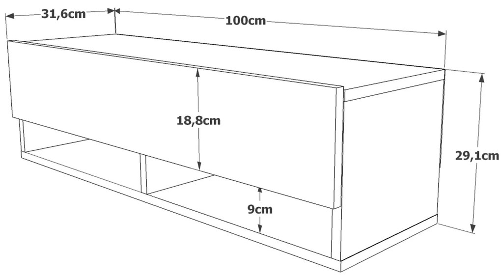 Móvel de TV de Parede "Avalon" - Pinho Atlântico - 100x29x32 cm - Desi