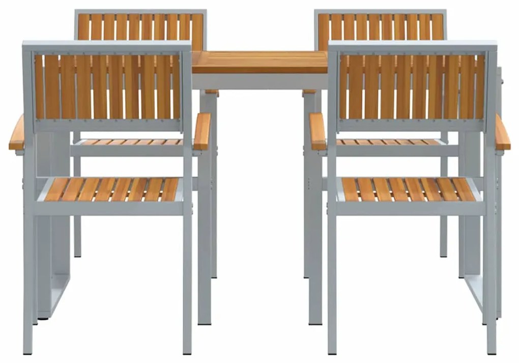 Conjunto de Jantar de 5 Peças Madeira Maciça de Acácia e Metal