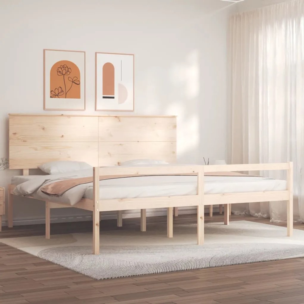 vidaXL Cama para idosos com cabeceira 200x200 cm madeira maciça