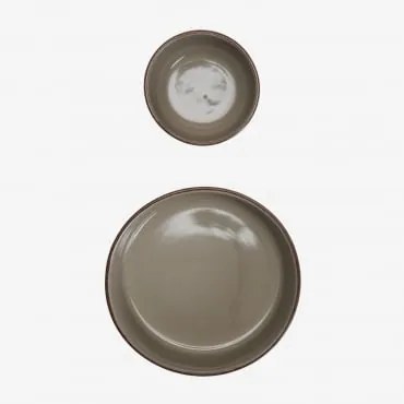 Conjunto De 2 Tigelas Em Grés Ronilena Cedro Castanho - Castanho - Sklum