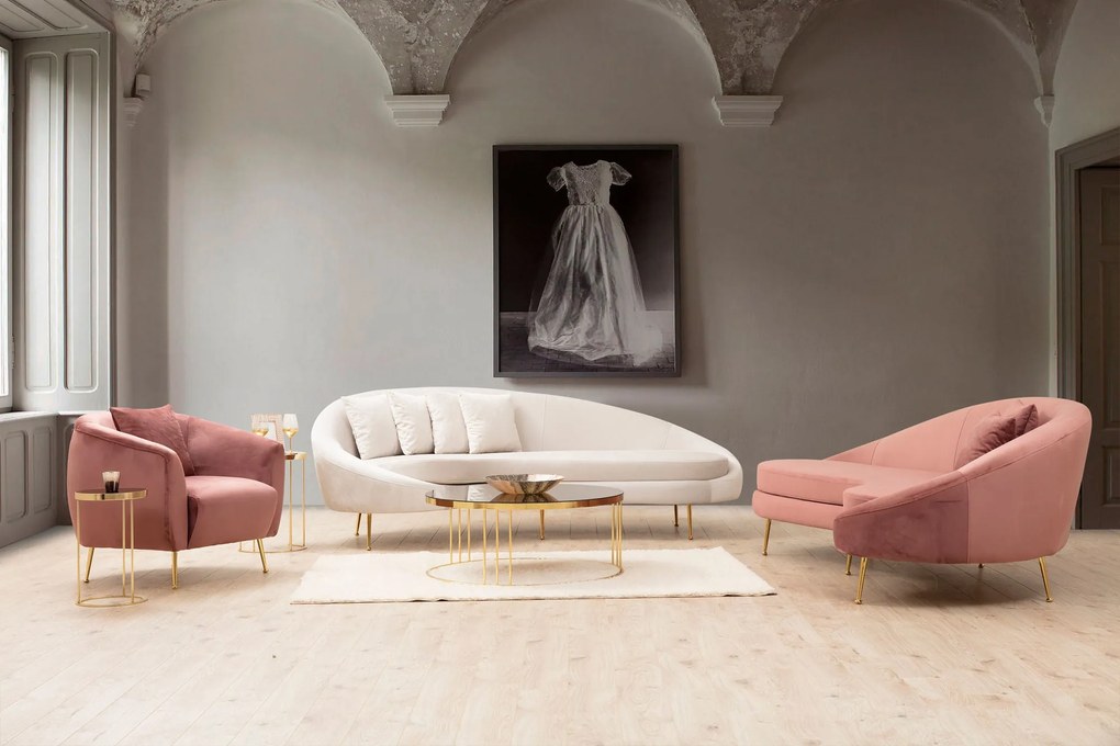 Sofá de 3 Lugares Eses – Rosa – 255 cm x 120 cm x 85 cm