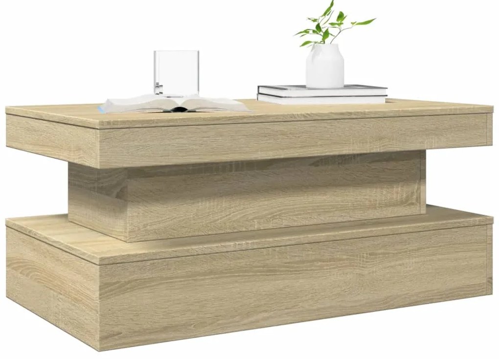 Mesa de centro com luzes LED 90x50x40 cm carvalho sonoma
