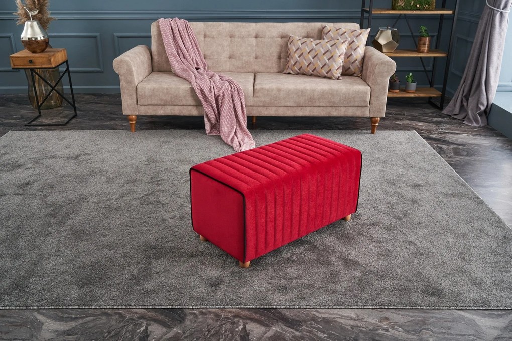 Pouffe Mabel – Vermelho – 80 cm x 40 cm x 40 cm