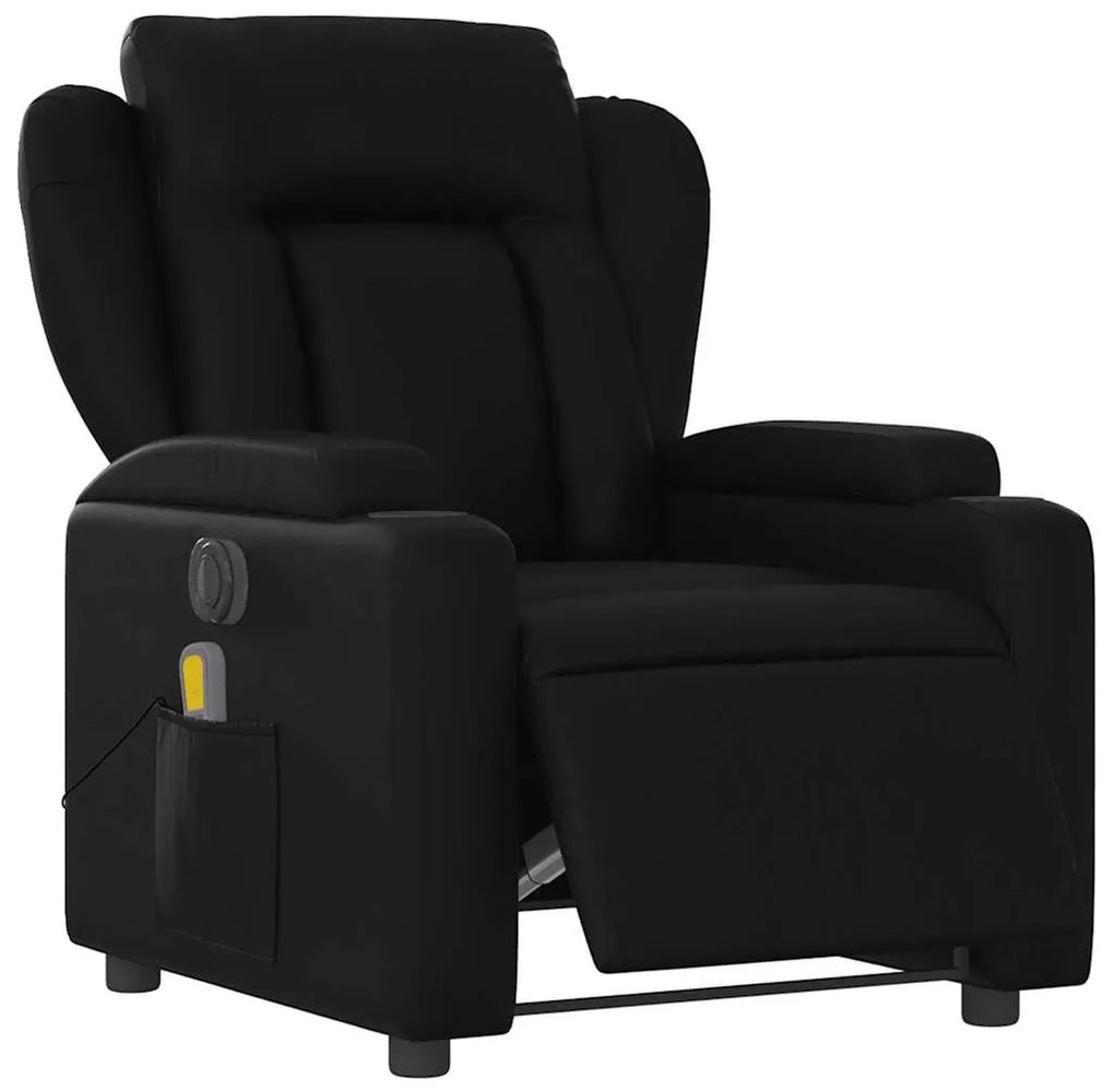 Poltrona massagens reclinável elétrica couro artificial preto