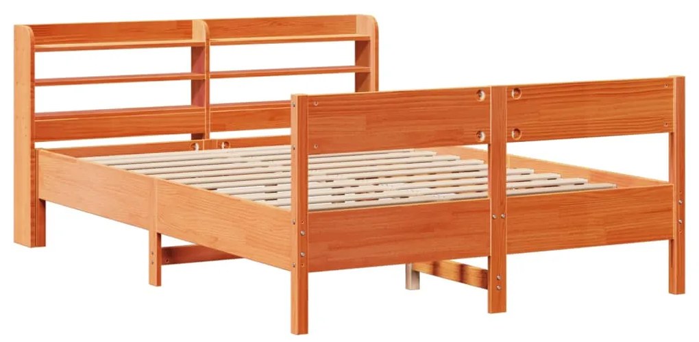 Cama sem colchão 120x190 cm madeira pinho maciça castanho-mel