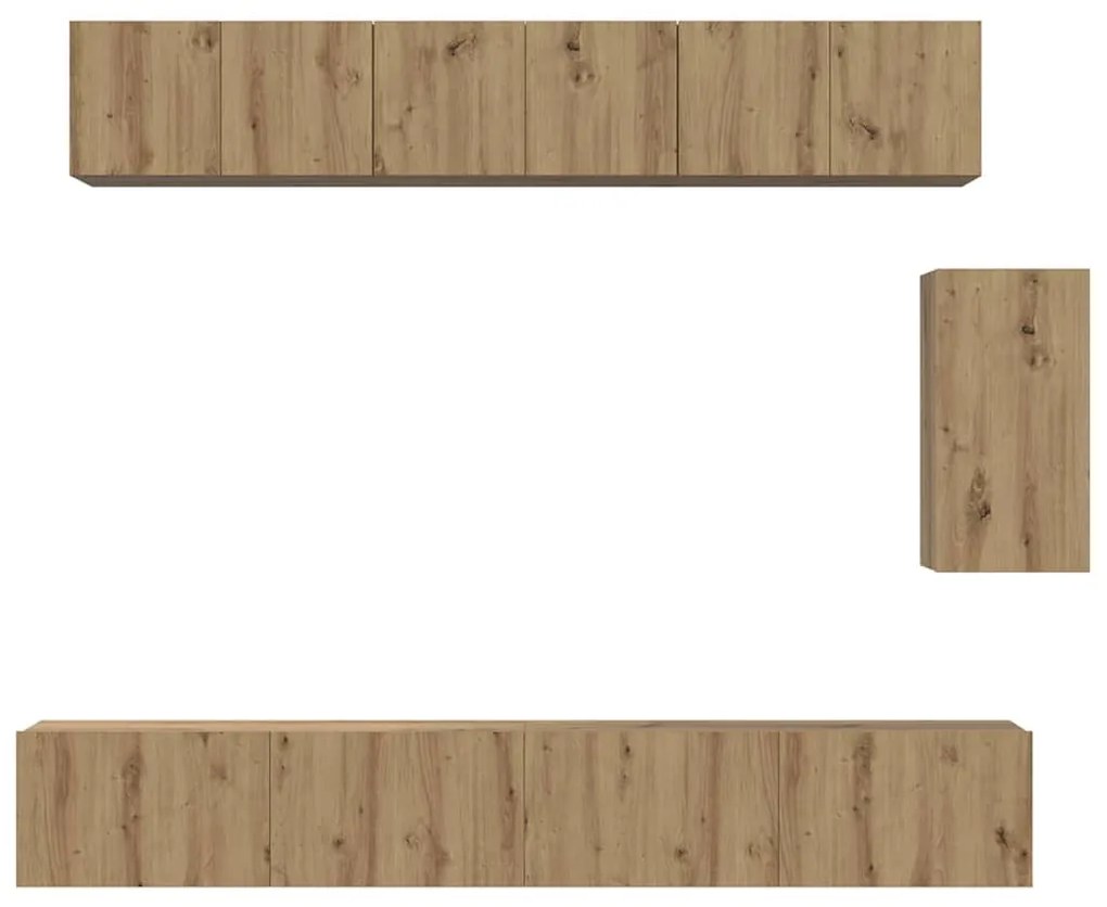 Conjunto de móvel de TV com gaveta com prateleira 6 pcs carvalho artis