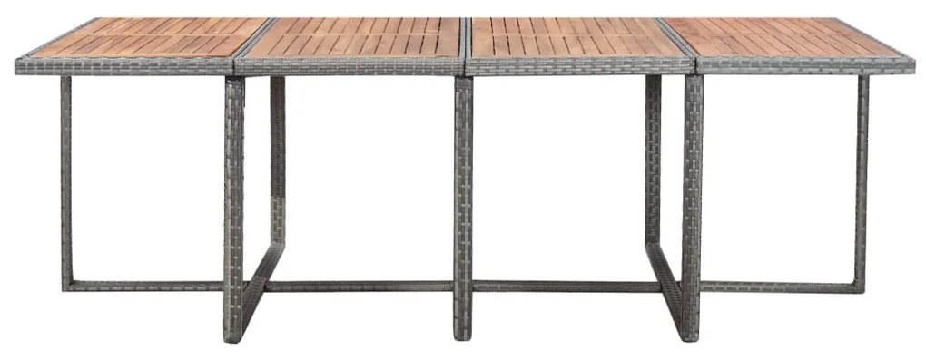 13 pcs conjunto jantar exterior vime e madeira acácia antracite