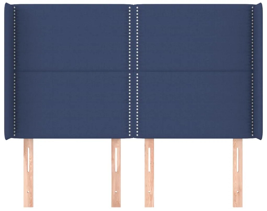 Cabeceira de cama c/ abas tecido 147x16x118/128 cm azul