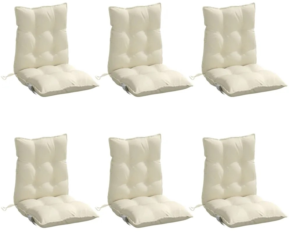 Almofadões cadeira encosto baixo 6 pcs tecido oxford creme