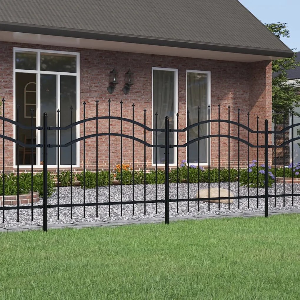 vidaXL Cerca de jardim com topo em forma de lança, preta, 239x100 cm, aço com revestimento em pó